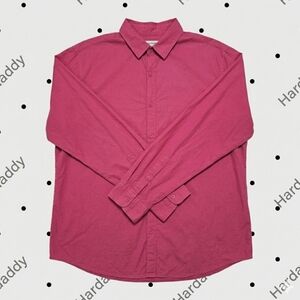 SALE MEN'S Hardaddy XXL Long Sleeve Button Down Shirt - Magenta Pink Linen Blend
